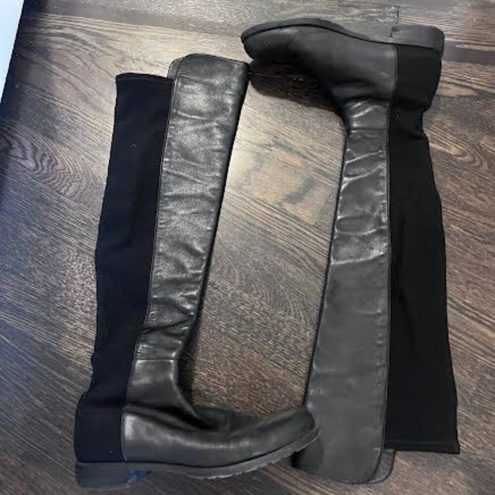 STUART WEITZMAN 5050 leather and stretch knee boots - size 8
